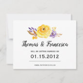 Waterverf Bloemige Trouw Save the Date Kaart (Voorkant)