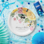Waterverf Bloemige Trouwdag Persoonlijk Papieren Bordje (Feest)