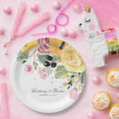 Waterverf Bloemige Trouwdag Persoonlijk Papieren Bordje (Feest)