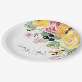 Waterverf Bloemige Trouwdag Persoonlijk Papieren Bordje (Gekanteld)