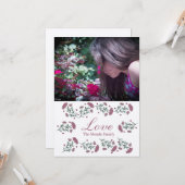 Waterverf Bloemige Valentijnsdag Hart Fotokaart Kaart (Voorkant / Achterkant in situ)