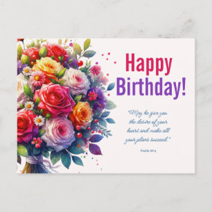 Waterverf Bloemige Verjaardag Briefkaart