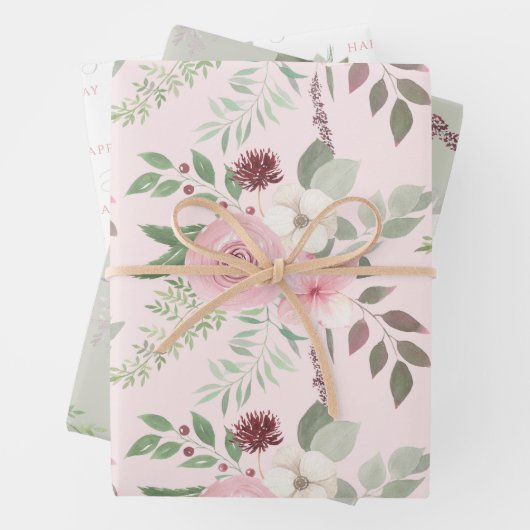 Waterverf Bloemige Verjaardags Inpakpapier Vellen (In situ)