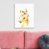 Waterverf Bloemige Veulen Paard Canvas Afdruk (Insitu (Woonkamer))