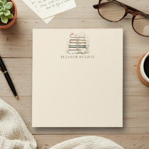 Waterverf Bloemige Vintage Boeken Gepersonaliseerd Notitieblok