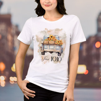 Waterverf Bloemige Vintage Truck Met Bijbelvers Tri-Blend Shirt