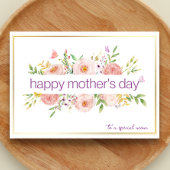 Waterverf Bloemige Vrolijke Moederdag Kaart
