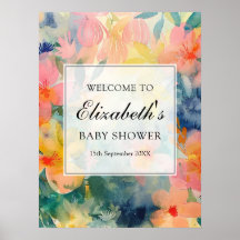 Waterverf Bloemige Welkomstbord Baby Shower