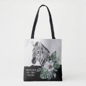 Waterverf Bloemige Wilde Zebra Moeder Van De Bruid Tote Bag (Voorkant)
