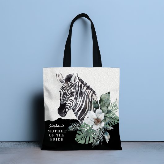 Waterverf Bloemige Zebra Moeder Van De Bruid Naam  Tote Bag