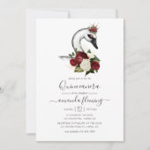 Waterverf Bloemige Zwaan Quinceañera Kaart (Voorkant)
