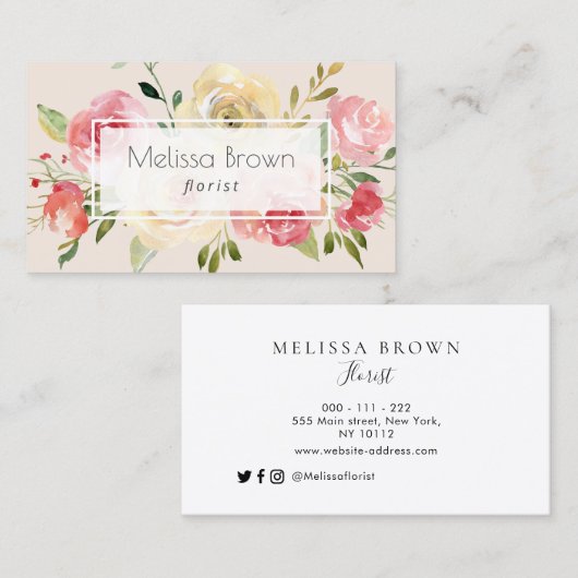 waterverf bloemist visitekaartje (Voorkant / Achterkant)