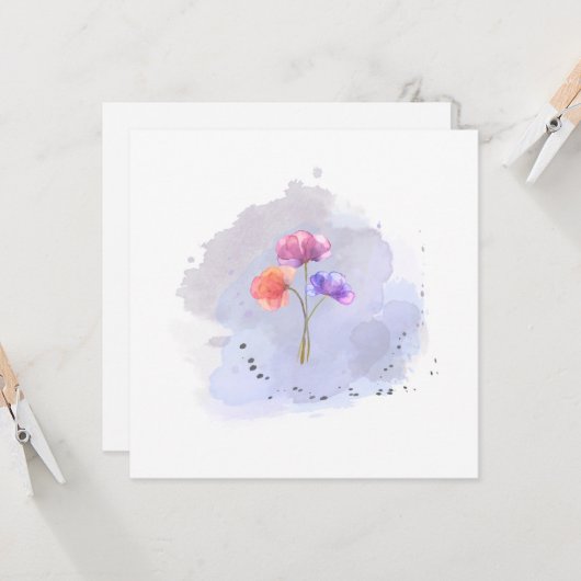 waterverf - bloemkaart kaart (Voorkant / Achterkant in situ)