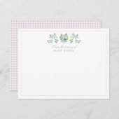 Waterverf Bloemkam Gingham Nursery Note Card Kaart (Voorkant / Achterkant)