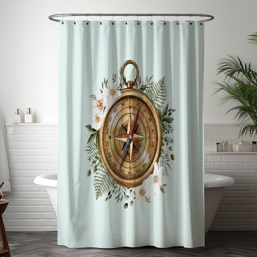 Waterverf Bloemkompas Gordijn voor de Douche