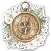 Waterverf Bloemkompas Sticker (Voorkant)