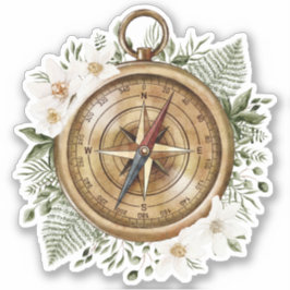 Waterverf Bloemkompas Sticker