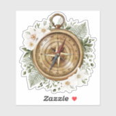 Waterverf Bloemkompas Sticker (Vel)