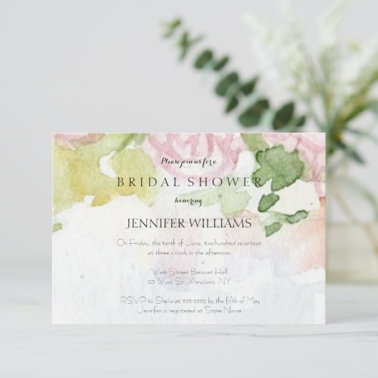 Waterverf bloemkool doucheuitnodigingen kaart (Staand voorkant)