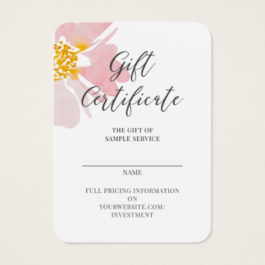 Waterverf bloemkool Gift Certificate Business Visitekaartje (Achterkant)
