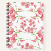 waterverf bloemkool, roze bloemkool, roze bloem notitieboek (Voorkant)