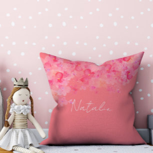 Waterverf bloemkoraal naam kussen