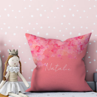 Waterverf bloemkoraal naam kussen