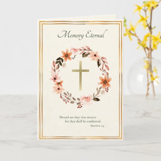 Waterverf bloemkrans orthodoxe sympathie kaart (Gele Bloem)