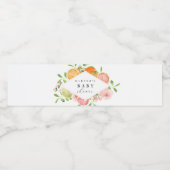 Waterverf Bloemkroon Koraal Groen Baby Shower Waterfles Etiket (Enkel label)