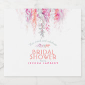 Waterverf bloemkroon koraal roze groene bruiloftsd sparkling wijnetiket (Enkel label)