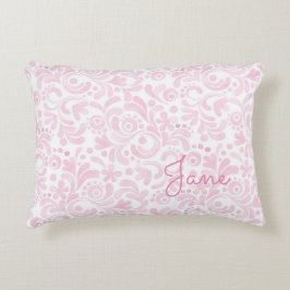 Waterverf Bloemkunst NAME roze wit meisjesachtig z Accent Kussen