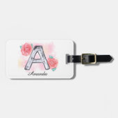 Waterverf Bloemletter A Bagagelabel (Voorkant horizontaal)