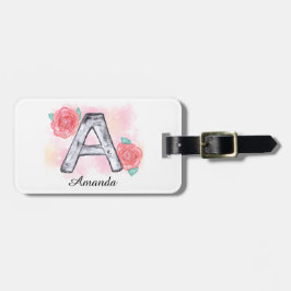 Waterverf Bloemletter A Bagagelabel