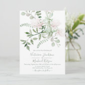 Waterverf Bloemlicht & Luchtige bruiloft uitnodigi Kaart (Staand voorkant)