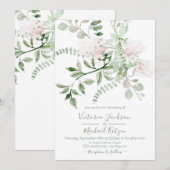 Waterverf Bloemlicht & Luchtige bruiloft uitnodigi Kaart (Voorkant / Achterkant)