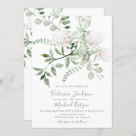 Waterverf Bloemlicht & Luchtige bruiloft uitnodigi Kaart