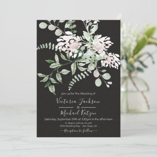 Waterverf Bloemlicht & Luchtige bruiloft uitnodigi Kaart (Staand voorkant)