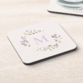 Waterverf bloemmonogram bier onderzetter (Linkerzijde)