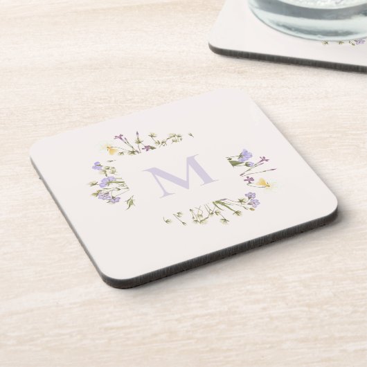 Waterverf bloemmonogram bier onderzetter (Linkerzijde)