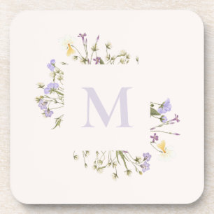 Waterverf bloemmonogram bier onderzetter