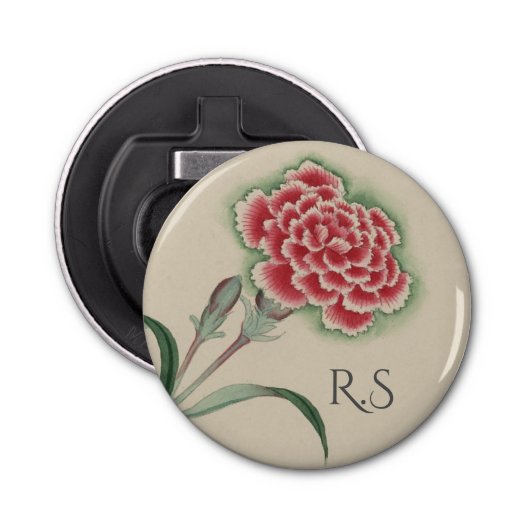  Waterverf BloemMonogram Button Flesopener (Voorkant)