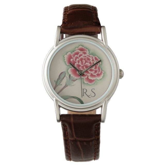  Waterverf BloemMonogram Horloge (Voorkant)