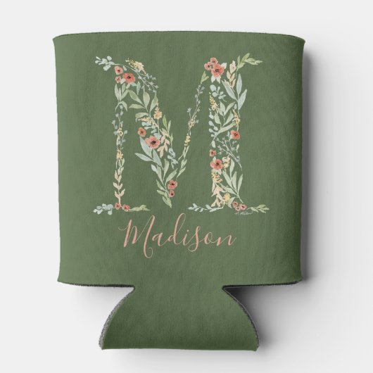 Waterverf bloemmonogram "M" Blikjeskoeler (Achterkant)