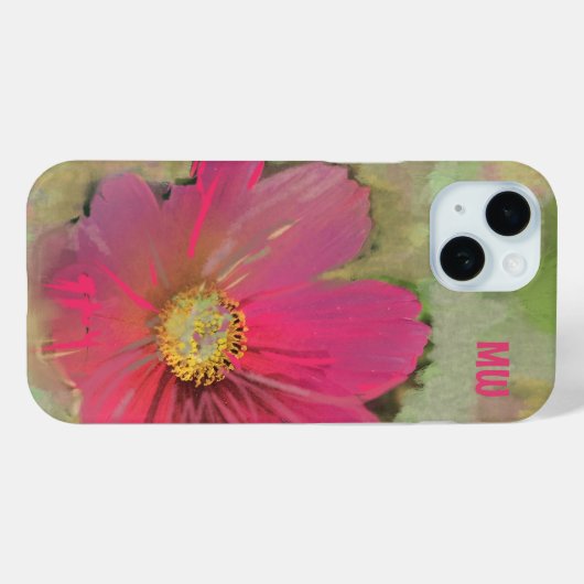 Waterverf Bloemmonogram Rood groen Wildflower Case-Mate iPhone Case (Achterkant (horizontaal))
