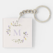 Waterverf bloemmonogram sleutelhanger (Achterkant)