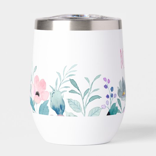 Waterverf Bloemmonogram wijntrommel (Voorkant)