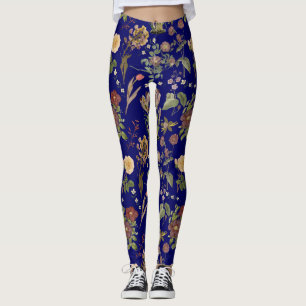 waterverf bloemmotief 2508.DBlue BG Leggings