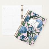 Waterverf Bloemmotief Blauw Roze Monogram 2024 Planner (Display)