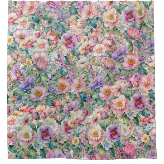 Waterverf bloemmotief, bloemenachtergrond douchegordijn (Voorkant)