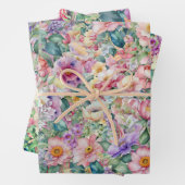 Waterverf bloemmotief, bloemenachtergrond inpakpapier vel (In situ)